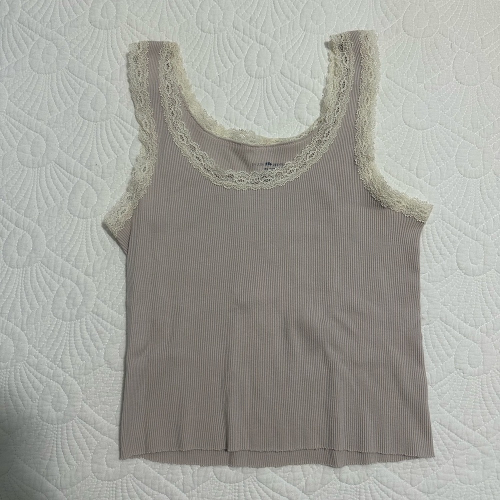 Brandy Melville Cream Lacey tank top